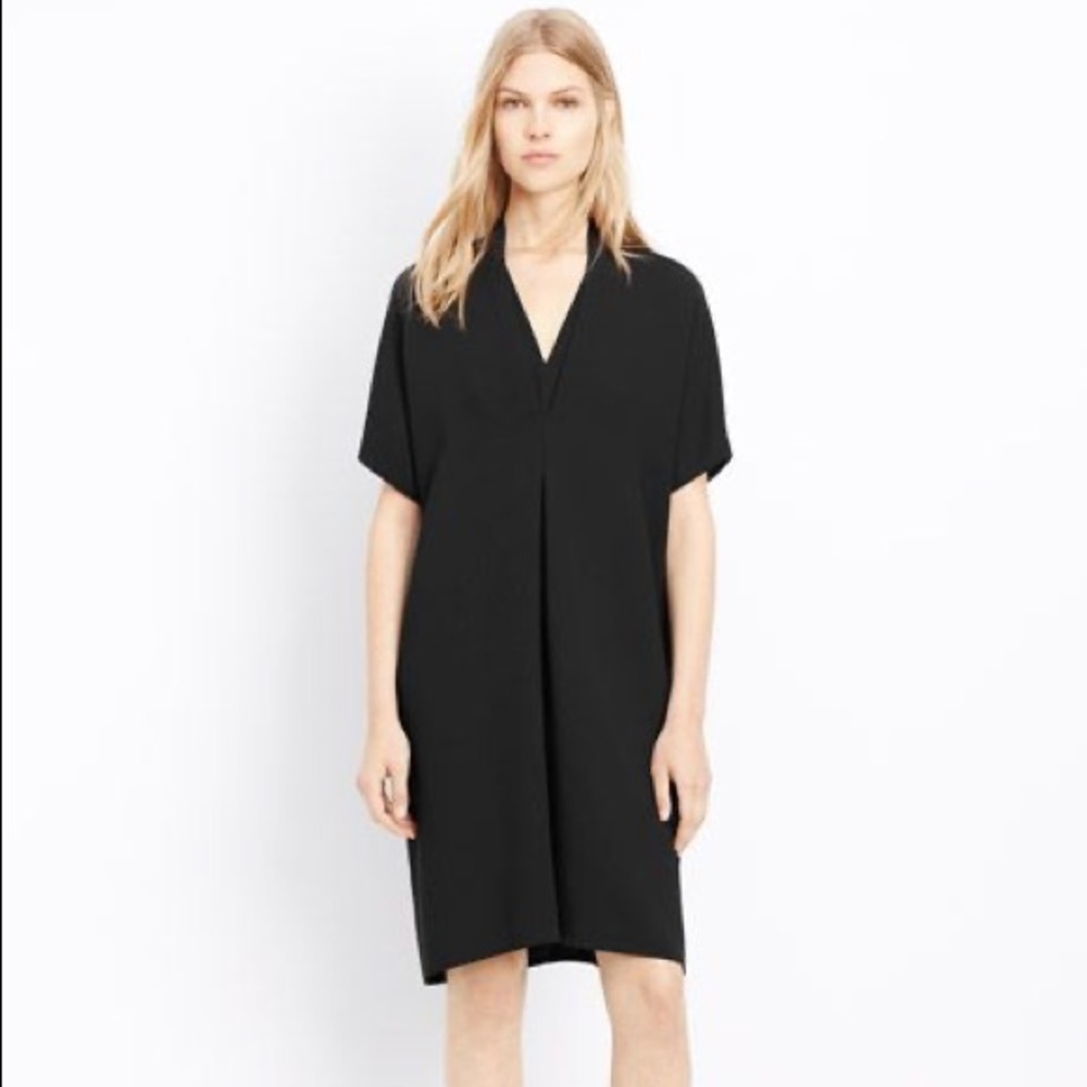 Vince Crepe Double V-Neck Dress Black Size XS